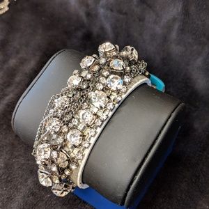Chunky Bling Rhinestone and Leather Bracelet